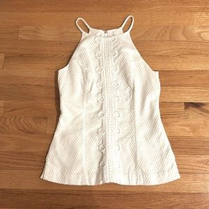LILLY PULITZER WHITE SUMMER TOP WITH EMBROIDERY PATTERN AND CUTE DESIGN